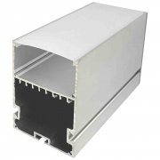 08-26 Профиль алюминиевый для светодиодной ленты, анод., П-образный , подвесной, серебро, 50х70мм, 2м, шир. ленты до 40мм, индивидуальная упаковка (рассеиватель матовый, заглушки - 2шт.).